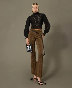 Pantalon évasé En Maille Avec Lurex