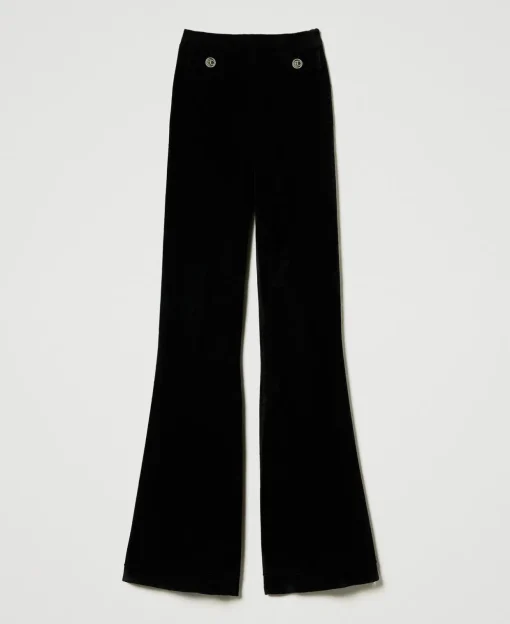 Pantalon évasé En Maille Avec Boutons Oval T