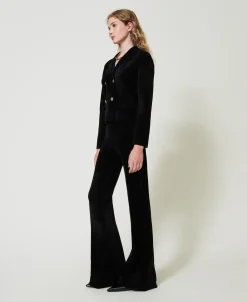 Pantalon évasé En Maille Avec Boutons Oval T
