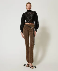 Pantalon évasé En Maille Avec Lurex