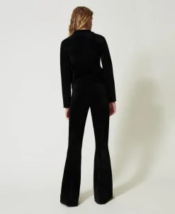 Pantalon évasé En Maille Avec Boutons Oval T