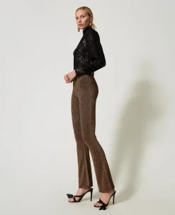 Pantalon évasé En Maille Avec Lurex