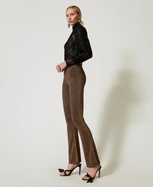 Pantalon évasé En Maille Avec Lurex