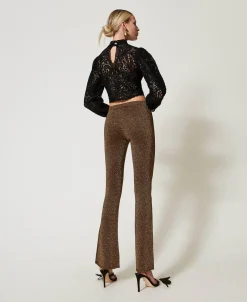 Pantalon évasé En Maille Avec Lurex