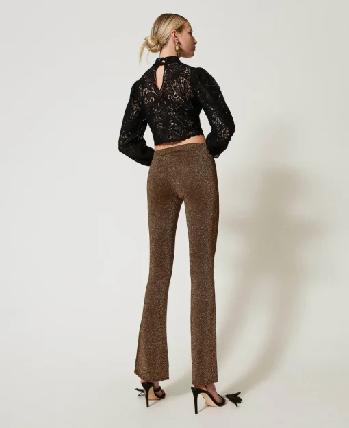 Pantalon évasé En Maille Avec Lurex