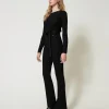Pantalon évasé En Maille Côtelée