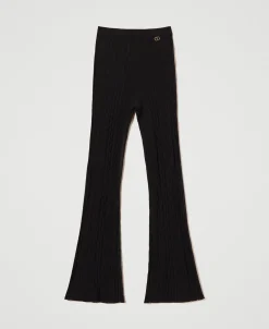 Pantalon évasé En Maille Côtelée