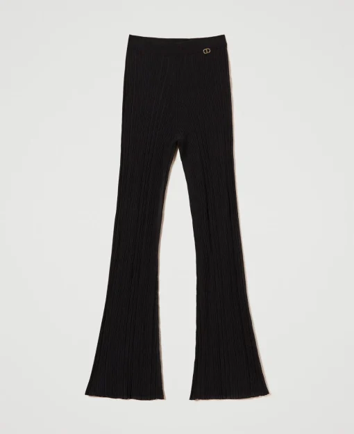Pantalon évasé En Maille Côtelée