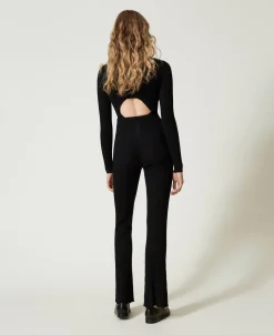 Pantalon évasé En Maille Côtelée