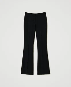 Pantalon évasé En Sergé De Laine Mélangée