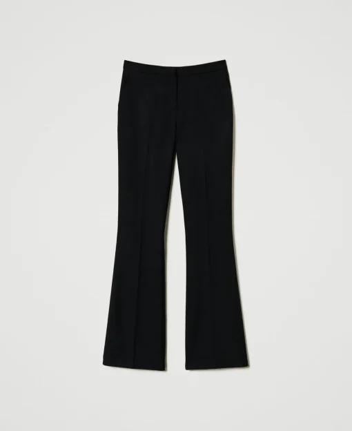 Pantalon évasé En Sergé De Laine Mélangée