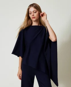 Poncho Asymétrique En Maille