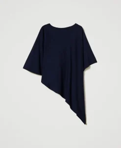 Poncho Asymétrique En Maille