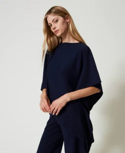 Poncho Asymétrique En Maille