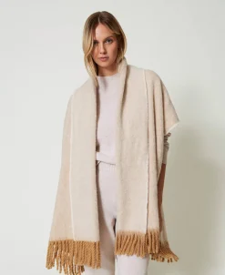 Poncho Chiné Avec Franges