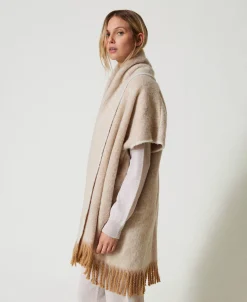 Poncho Chiné Avec Franges