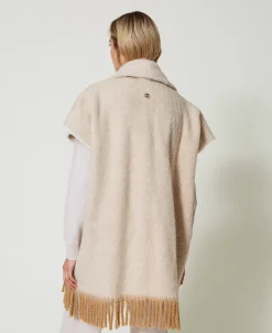Poncho Chiné Avec Franges