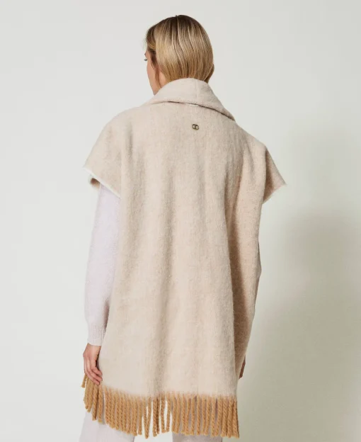 Poncho Chiné Avec Franges