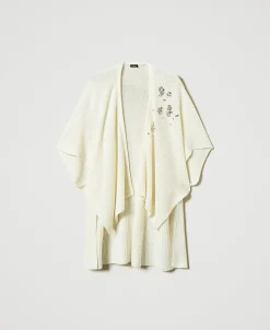 Poncho En Maille Avec Broderies