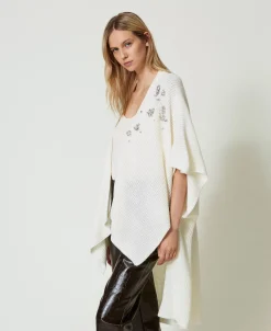 Poncho En Maille Avec Broderies