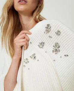 Poncho En Maille Avec Broderies