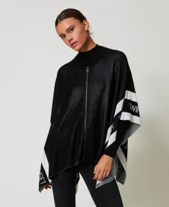 Poncho En Maille Jacquard Avec Logo
