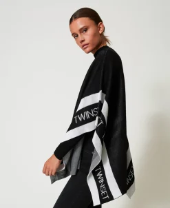 Poncho En Maille Jacquard Avec Logo