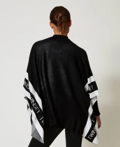 Poncho En Maille Jacquard Avec Logo