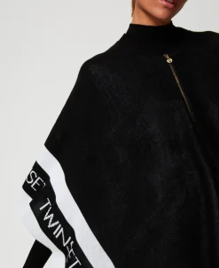 Poncho En Maille Jacquard Avec Logo