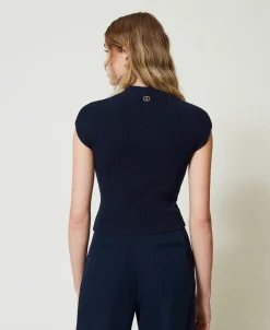 Pull Ajusté Avec Côtes Décoratives
