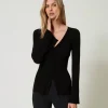 Pull Ajusté Côtelé Avec Finition Croisée