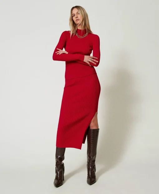 Pull Ajusté Côtelé Avec Ouverture