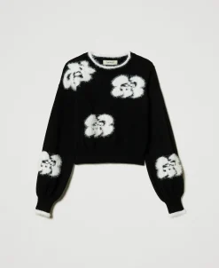 Pull Avec Fleurs Incrustées