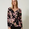 Pull Avec Imprimé Floral Et Dentelle