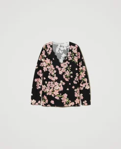 Pull Avec Imprimé Floral Et Dentelle