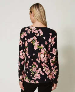 Pull Avec Imprimé Floral Et Dentelle