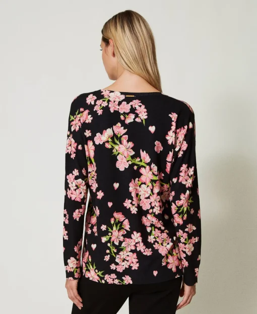 Pull Avec Imprimé Floral Et Dentelle