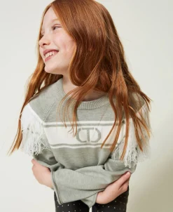 Pull Avec Oval T Jacquard Et Franges