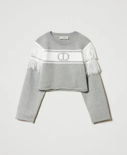Pull Avec Oval T Jacquard Et Franges