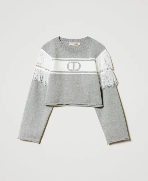 Pull Avec Oval T Jacquard Et Franges