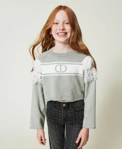 Pull Avec Oval T Jacquard Et Franges