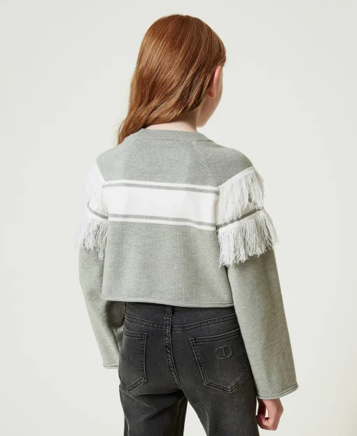 Pull Avec Oval T Jacquard Et Franges