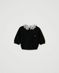 Pull «Charlotte» En Mohair Mélangé Avec Dentelle