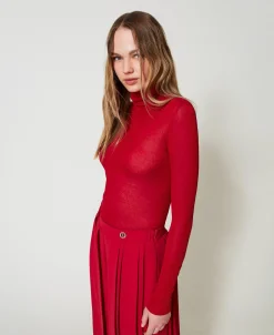 Pull Col Montant Ajusté En Viscose