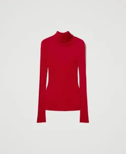 Pull Col Montant Ajusté En Viscose