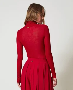 Pull Col Montant Ajusté En Viscose
