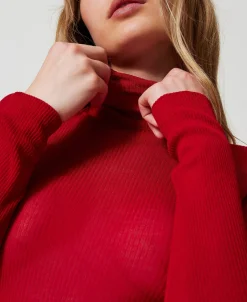 Pull Col Montant Ajusté En Viscose