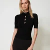 Pull Col Montant Avec Ajours Et Clous