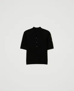 Pull Col Montant Avec Ajours Et Clous