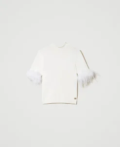 Pull Col Montant Avec Plumes